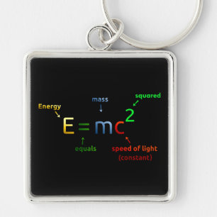 Porte-clés E = MC^2. E égale MC carré