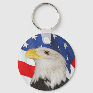 Porte-clés Eagle chauve patriotique et drapeau américain