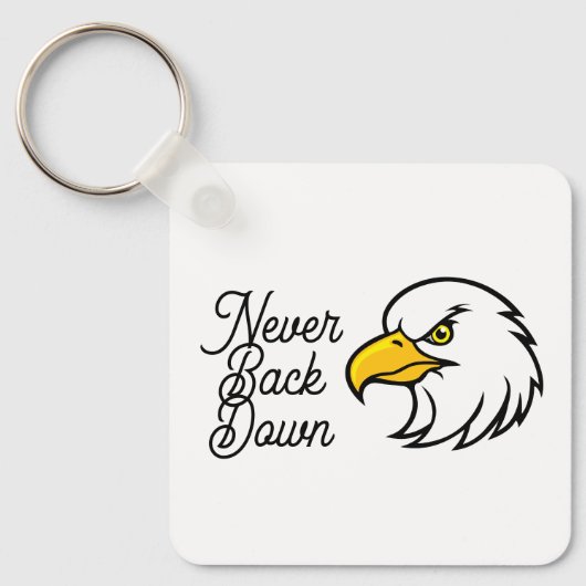 Porte-clés Eagle Keychain Never Back Down Motivational Quote (Recto)