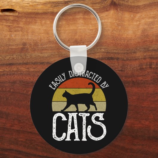 Porte-clés Easily Distracted By Cats (Verso)
