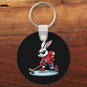 Porte-clés Easter Bunny Playing Hockey (Recto)