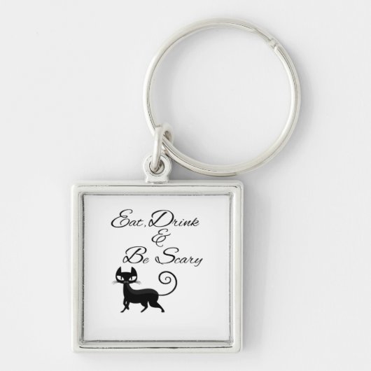 Porte-clés Eat Drink And Be Scary Cat Funny Cute Spooky Hallo (Devant)