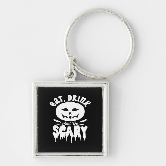 Porte-clés Eat Drink And Be Scary Halloween Retro Classic (Devant)