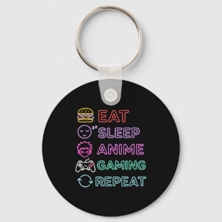 Porte-clés Eat Sleep Anime Gaming Repeat Gamer Men Teen Boy G