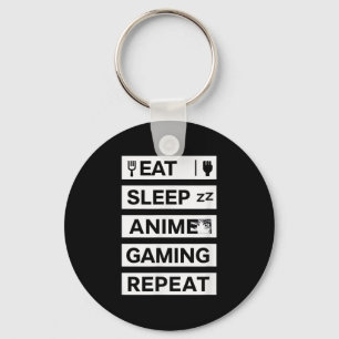 Porte-clés Eat Sleep Anime Jeu Répéter Otaku Gamer Humour