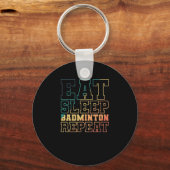 Porte-clés Eat Sleep Badminton Repeat Federball Sport (Recto)