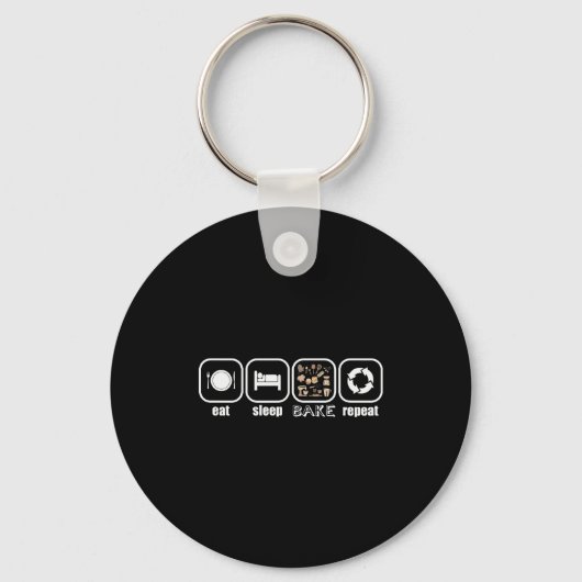 Porte-clés Eat, Sleep, Bake, Repeat - Funny Baker, Cook, Chef (Recto)