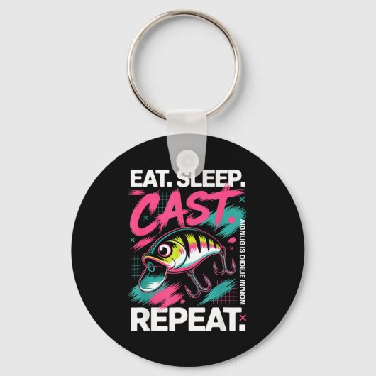 Porte-clés Eat Sleep Cast Repeat Fishing Lover Men Dad Christ (Recto)