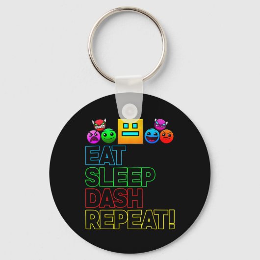 Porte-clés Eat Sleep Dash Répéter Video Game Géométrie Vidéo (Recto)