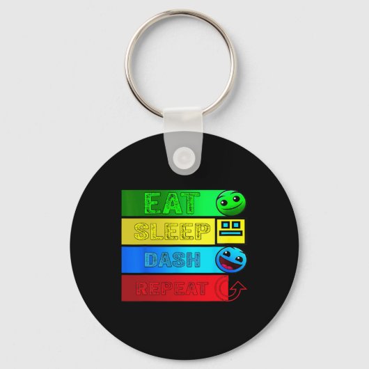 Porte-clés Eat Sleep Dash Répéter Video Game Géométrie Vidéo (Recto)