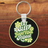 Porte-clés Eat Sleep Good Vibes Répéter (Recto)