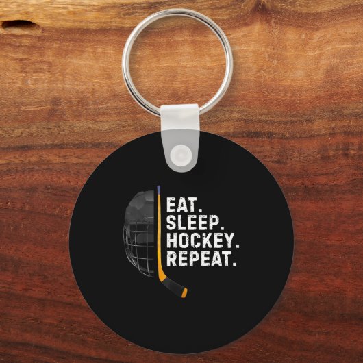Porte-clés Eat Sleep Hockey Repea Funny Cool Hockey Player (Recto)