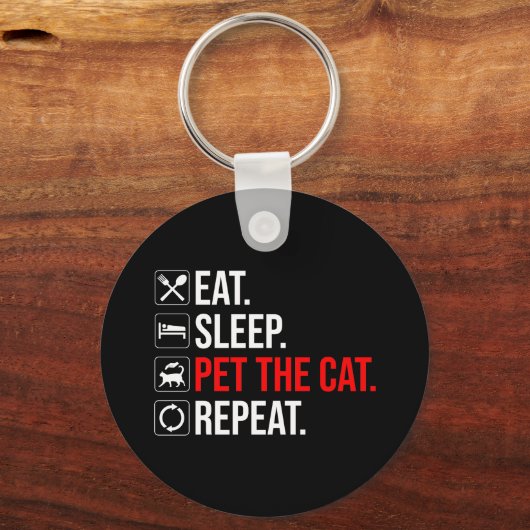 Porte-clés Eat. Sleep. Pet The Cat. Repeat (Verso)