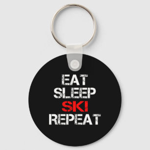 Porte-clés Eat Sleep Ski Repeat Winter Mountains Skiing Lodge