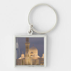 Porte-clés EAU, Dubaï. Mosquée au crépuscule avec Burj al Ara