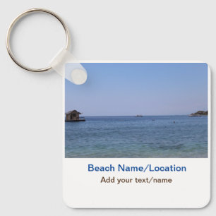 Porte-clés eau océan plage photo ajouter nom texte place été