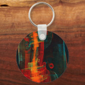 Porte-clés Eau Orange Rouge Bleu moderne Art Abstrait Motif (Recto)
