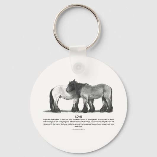 Porte-clés Ébauche de chevaux au crayon : Versets bibliques s (Recto)