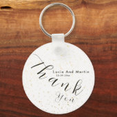 Porte-clés Échantillon Blanc Et Doré Mariage Poussière Merci (Recto)