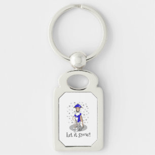 Porte-clés Écharpe à neige bleu hiver - Faune et blanc