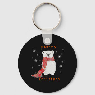 Porte-clés Écharpe d'ours polaire mignon Joyeux Noël Xmas Fêt