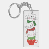 Porte-clés Écharpes de coupe de chats de vacances dessin anim (Devant gauche)