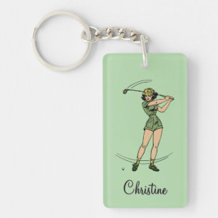 Porte-clés Échauffement pour golfeuse personnelle dame golfeu