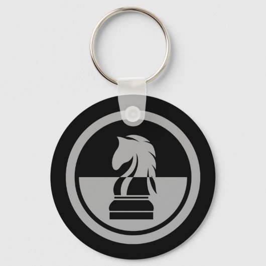 Porte-clés Échecs - Cavalier noir et blanc (Recto)