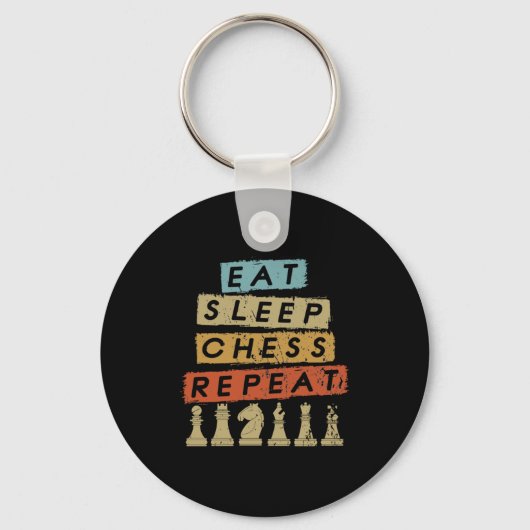 Porte-clés Échecs - Mangez le sommeil Échecs Répéter (Recto)