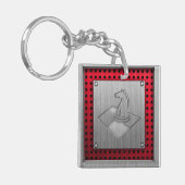 Porte-clés Échecs ; Métal-regard balayé (Devant gauche)