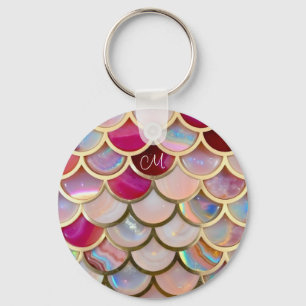 Porte-clés Échelles de sirènes d'iridescente rose