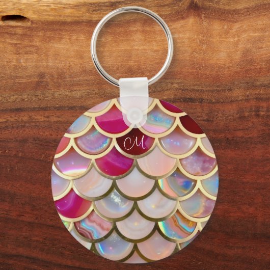 Porte-clés Échelles de sirènes d'iridescente rose (Recto)