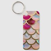 Porte-clés Échelles de sirènes d'iridescente rose (Recto)