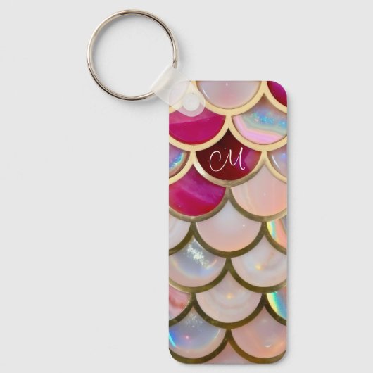 Porte-clés Échelles de sirènes d'iridescente rose (Recto)