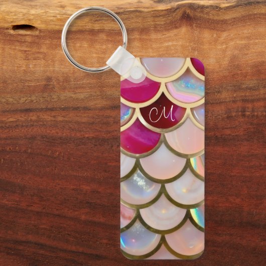 Porte-clés Échelles de sirènes d'iridescente rose (Recto)