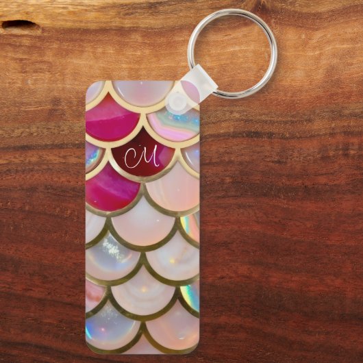 Porte-clés Échelles de sirènes d'iridescente rose (Verso)