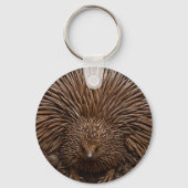 Porte-clés Echidna australienne sculptée en bois (Recto)