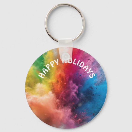 Porte-clés éclaboussure de couleur Joyeuses Fêtes (Recto)