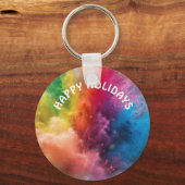 Porte-clés éclaboussure de couleur Joyeuses Fêtes (Recto)