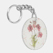 Porte-clés Éclaboussure rose foncée florale (Devant gauche)