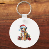 Porte-clés Éclairage de Noël Chapeau frontière Terrier Chien  (Recto)