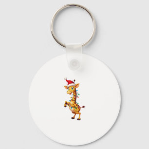 Porte-clés Éclairage de Noël de girafe drôle Santa girafe Noë
