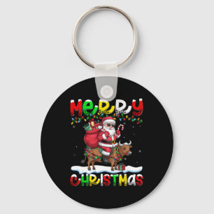 Porte-clés Éclairage de Noël Père Noël équitation vache Joyeu