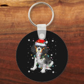 Porte-clés Éclairage de Noël Santa Cavalier King Charles Span (Recto)