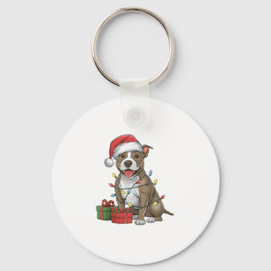 Porte-clés Éclairage Noël Chapeau Pitbull Terrier Chien Chris