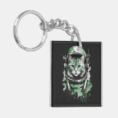 Porte-clés Éclat de chat de l'astronaute vert (Devant gauche)