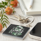 Porte-clés Éclat de chat de l'astronaute vert (Devant Droit)