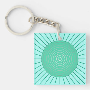Porte-clés Éclat de soleil géométrique moderne - Aqua et vert