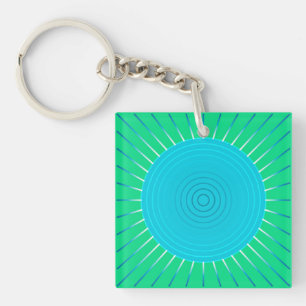 Porte-clés Éclat de soleil géométrique moderne - Bleu et vert