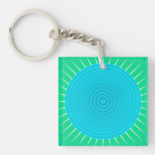 Porte-clés Éclat de soleil géométrique moderne - Bleu et vert